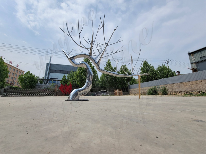 Modern Large Outdoor Stainless Steel Tree Sculpture Manufacturer CSS-940 - Center Square - 10