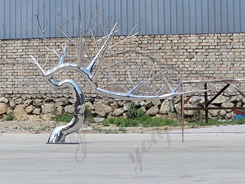 Modern Large Outdoor Stainless Steel Tree Sculpture Manufacturer CSS-940 - Center Square - 12