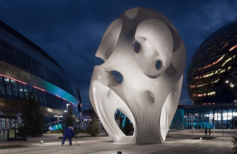 Modern Metal New Curvaceous Public Art Sculpture CSS-934 - Center Square - 1