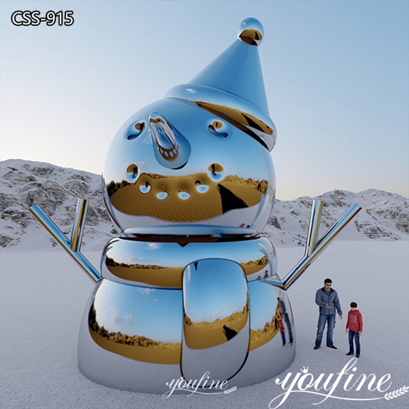 Snowman Design Mirror Polished Stainless Steel Sculpture Supplier CSS-915