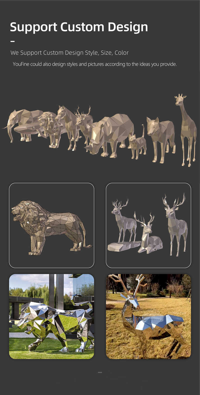 Mesmerize Geometric Metal Deer Sculptures for Lobby - Geometric Sculpture - 11