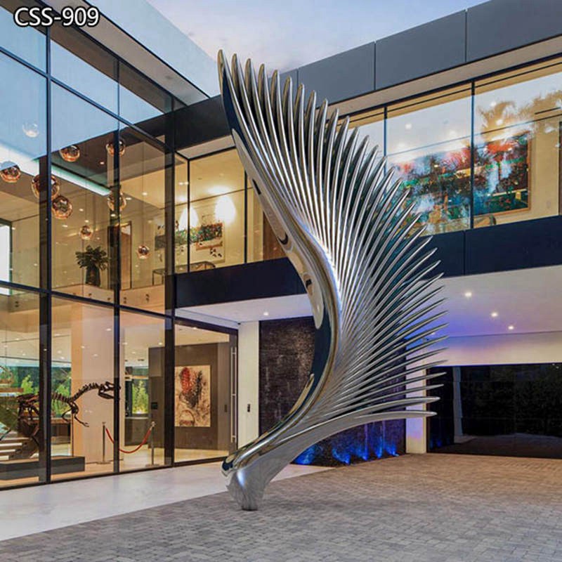 Large Mirror Wing Stainless Steel Ken Kelleher Sculpture for Public CSS-909 - Center Square - 2