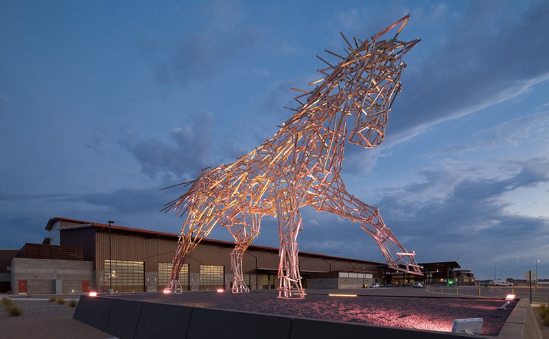 large stainless steel sculpture public art installation 