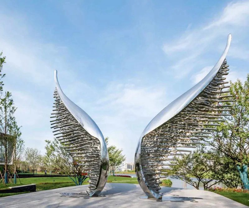 mirror stainless steel wing sculpture - YouFine Sculpture