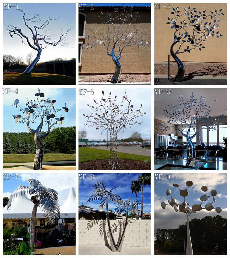 Modern Large Outdoor Stainless Steel Tree Sculpture Manufacturer CSS-940 - Center Square - 8
