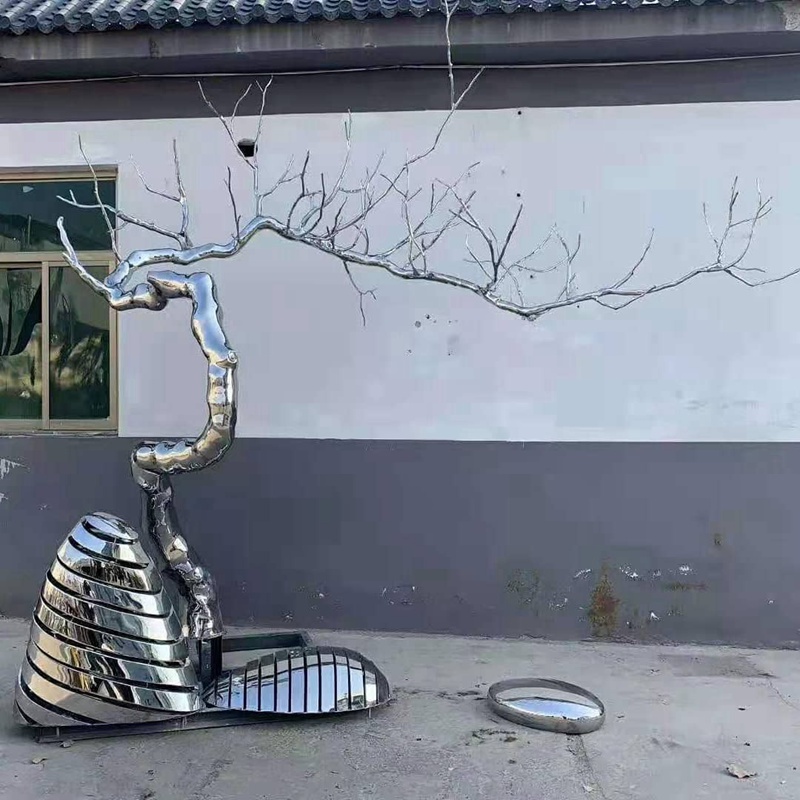 Modern Large Outdoor Stainless Steel Tree Sculpture Manufacturer CSS-940 - Center Square - 3