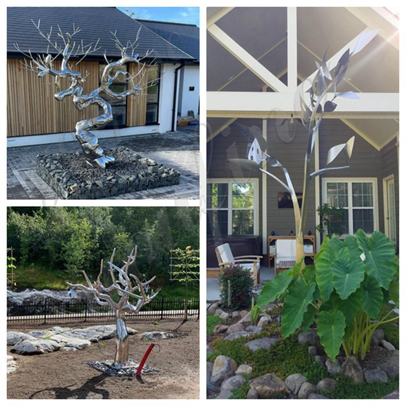 Modern Large Outdoor Stainless Steel Tree Sculpture Manufacturer CSS-940 - Center Square - 13