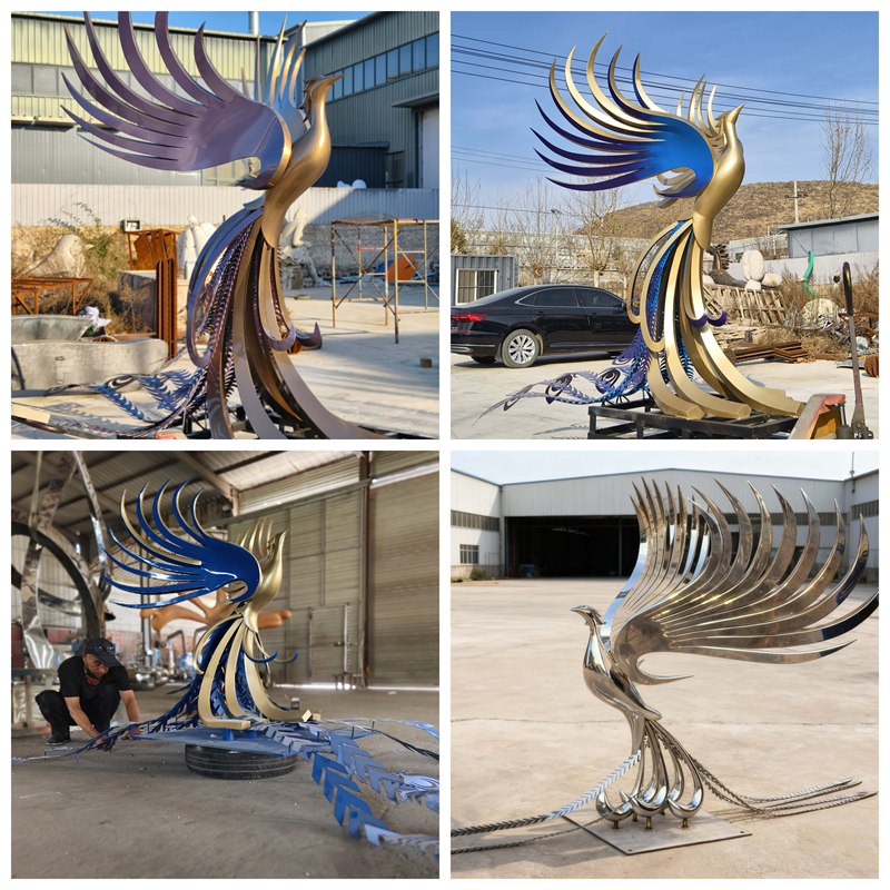 Custom Modern Rise of Metal Phoenix Sculpture for Outdoor Art CSS-951 - Garden Metal Sculpture - 6 Modern Metal Phoenix Sculpture