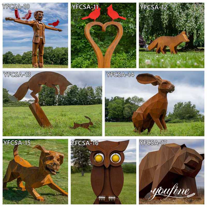 Corten Steel Sculpture Cat and Dog Art Design for Sale CSS-946 - Garden Metal Sculpture - 4