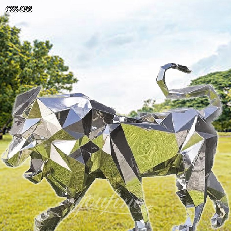 Modern Geometric Lion Sculpture Stainless Steel Decor Supplier CSS-956