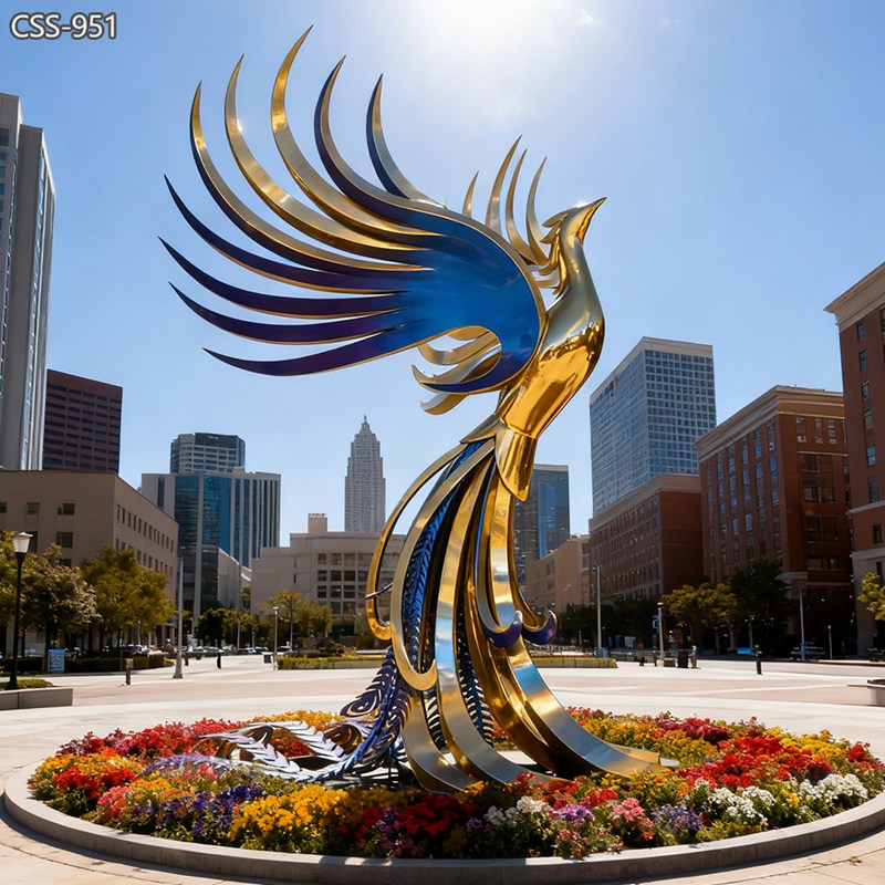 Custom Modern Rise of Metal Phoenix Sculpture for Outdoor Art CSS-951 - Garden Metal Sculpture - 4 Modern Metal Phoenix Sculpture