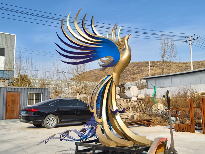 Custom Modern Rise of Metal Phoenix Sculpture for Outdoor Art CSS-951 - Garden Metal Sculpture - 2 Modern Metal Phoenix Sculpture