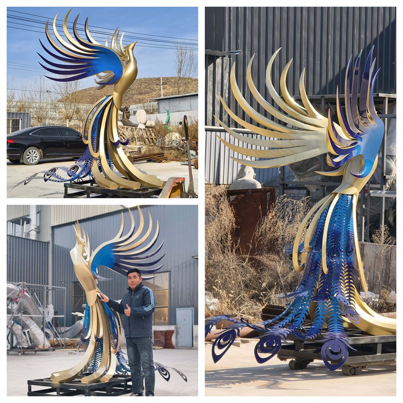 Custom Modern Rise of Metal Phoenix Sculpture for Outdoor Art CSS-951 - Garden Metal Sculpture - 10 Modern Metal Phoenix Sculpture