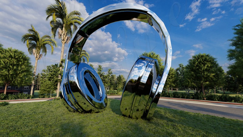 Stainless Steel Headphone Sculpture
