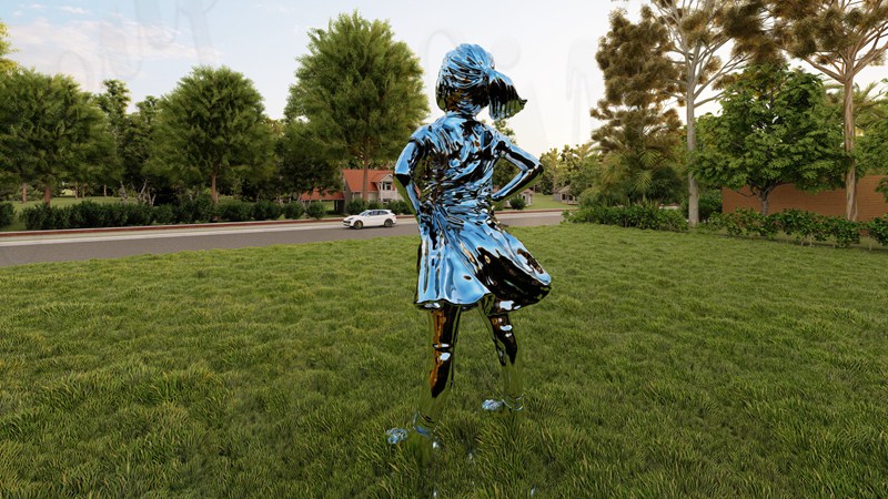 Stainless Steel New Creation Fearless Girl Sculpture CSS-949 - Garden Metal Sculpture - 6