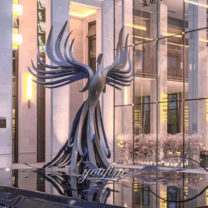 Rise of Metal Phoenix Sculpture for Sale CSS-951 - Center Square - 5