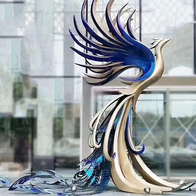 Rise of Metal Phoenix Sculpture for Sale CSS-951 - Center Square - 1