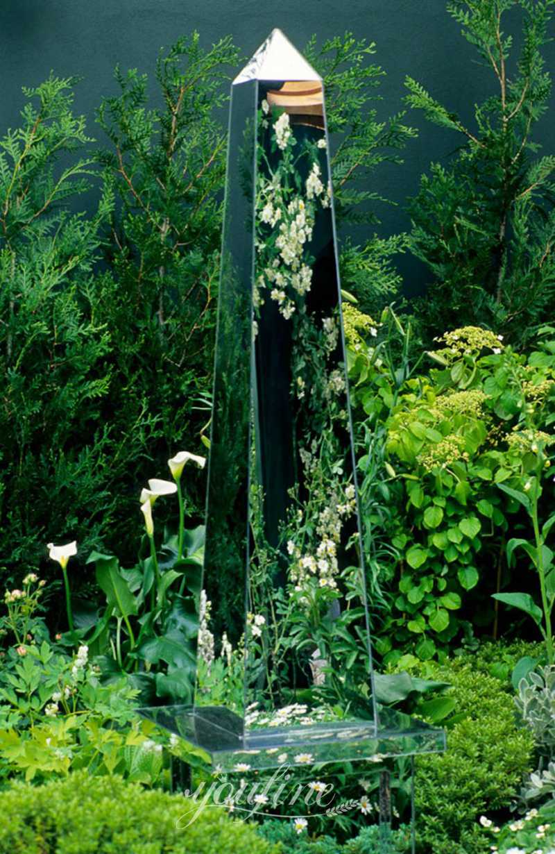 Large Mirror Polished Stainless Steel Obelisk Sculpture for Garden CSS-966 - Garden Metal Sculpture - 1