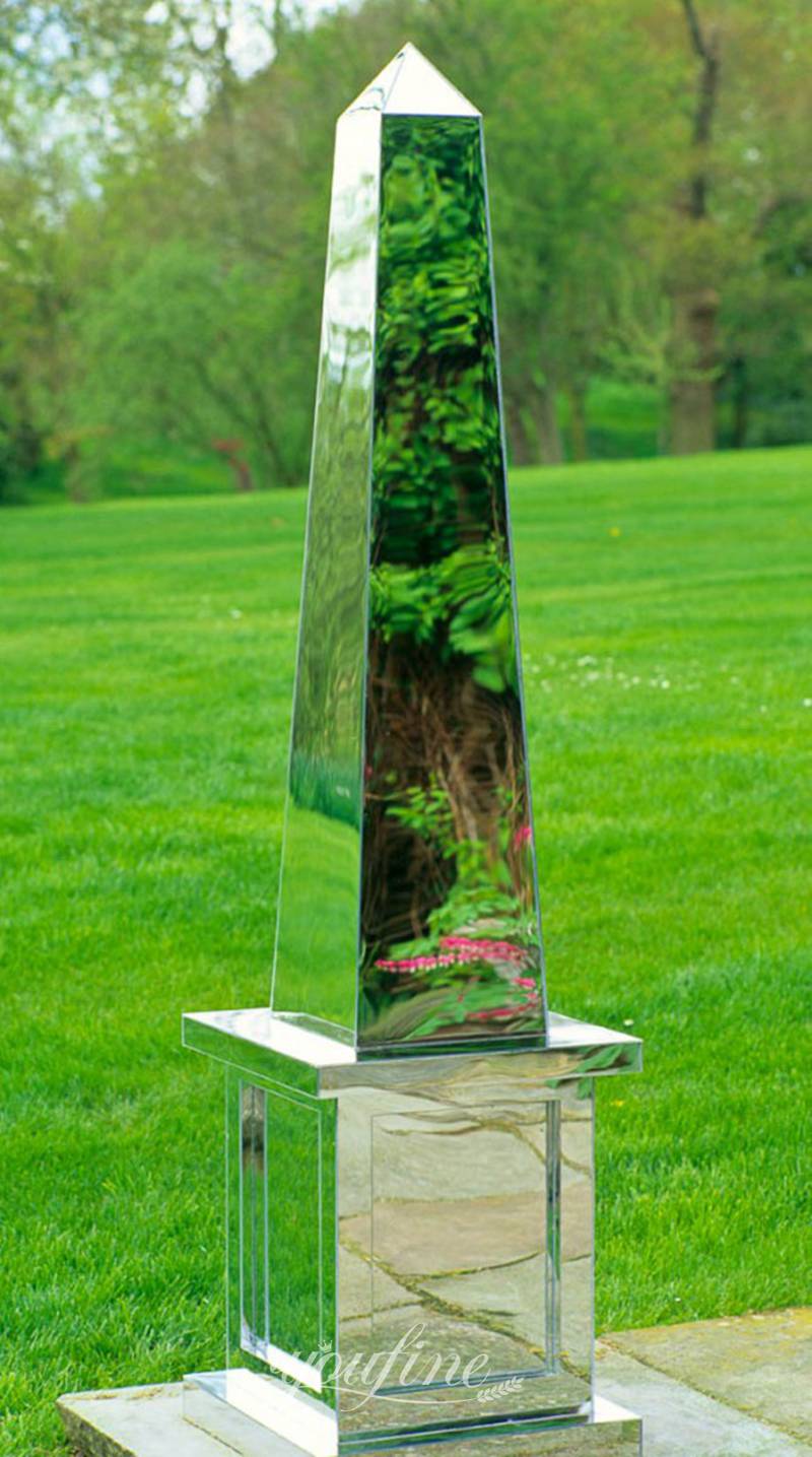 Large Mirror Polished Stainless Steel Obelisk Sculpture for Garden CSS-966 - Garden Metal Sculpture - 5