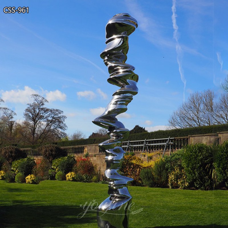 Mirror Stainless Steel Tornado Sculpture Abstract Outdoor Decor - Center Square - 3