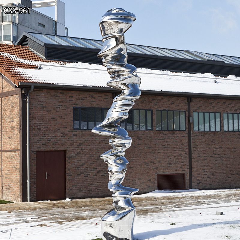 Mirror stainless steel tornado sculpture abstract outdoor decor 