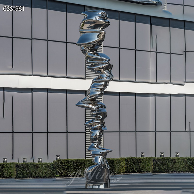 Mirror stainless steel tornado sculpture abstract outdoor decor