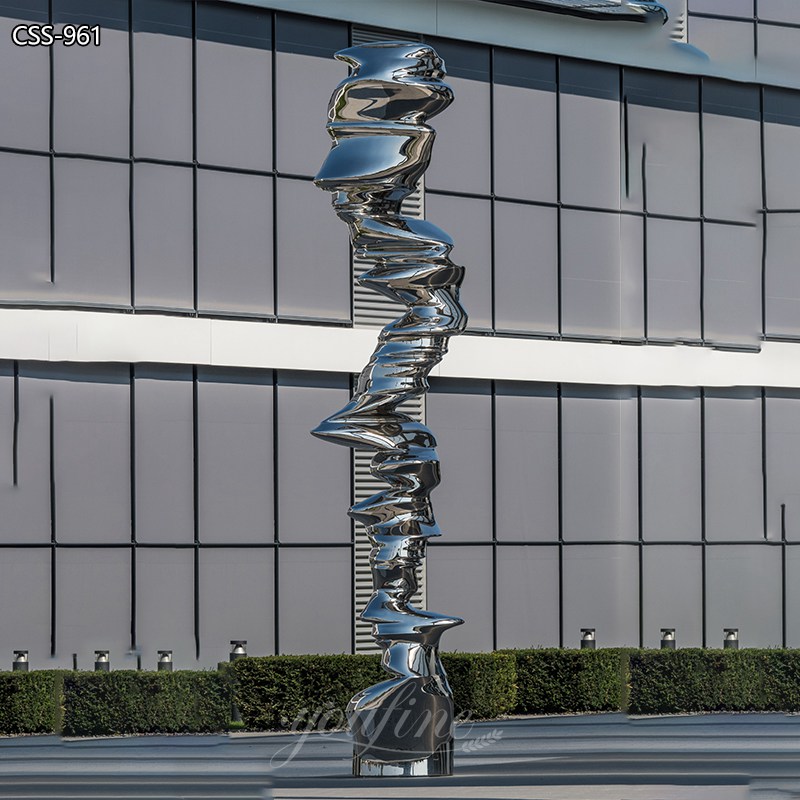 Mirror Stainless Steel Tornado Sculpture Abstract Outdoor Decor - Center Square - 7