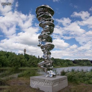 Mirror Stainless Steel Tornado Sculpture Abstract Outdoor Decor