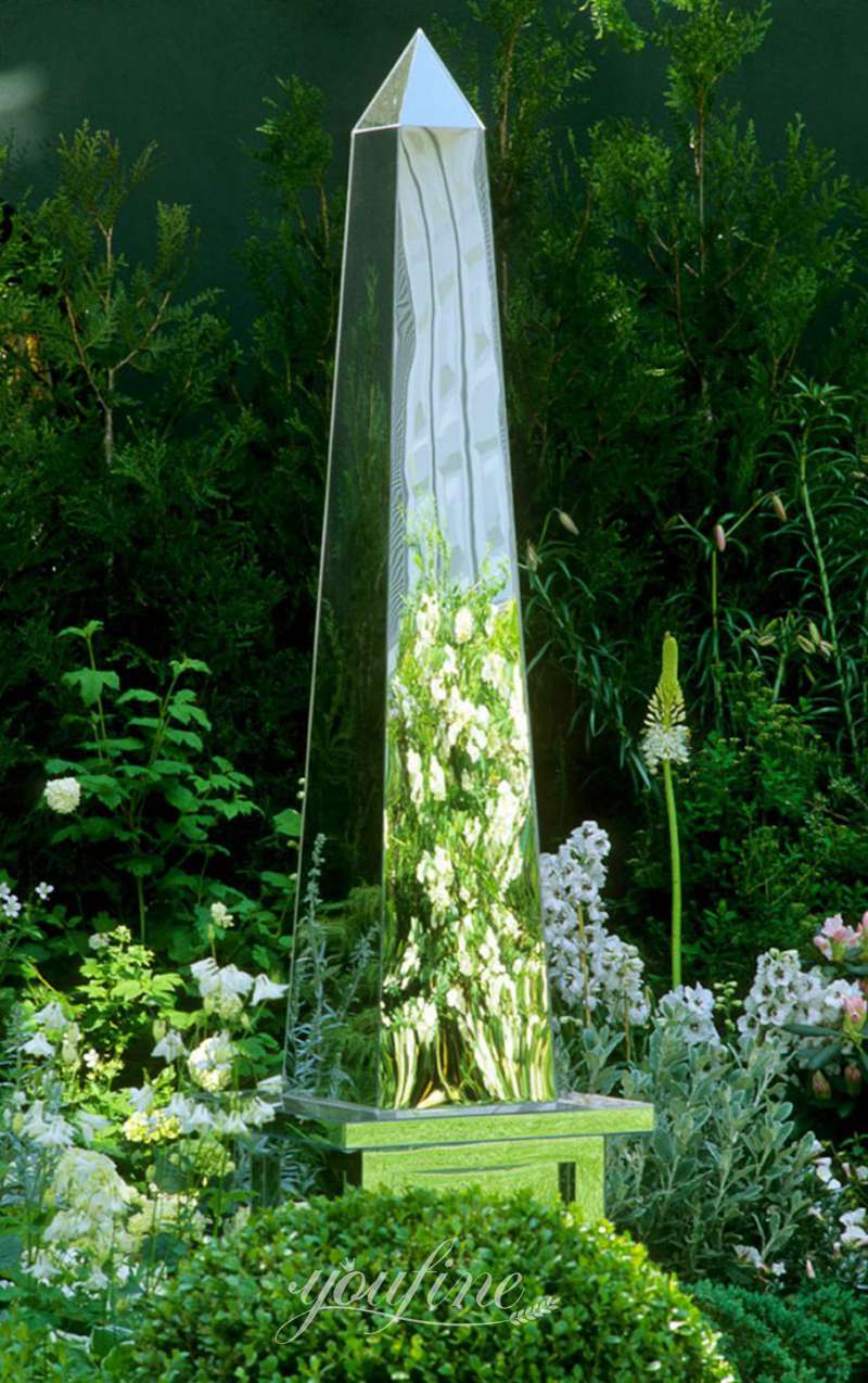 Large Mirror Polished Stainless Steel Obelisk Sculpture for Garden CSS-966 - Garden Metal Sculpture - 2
