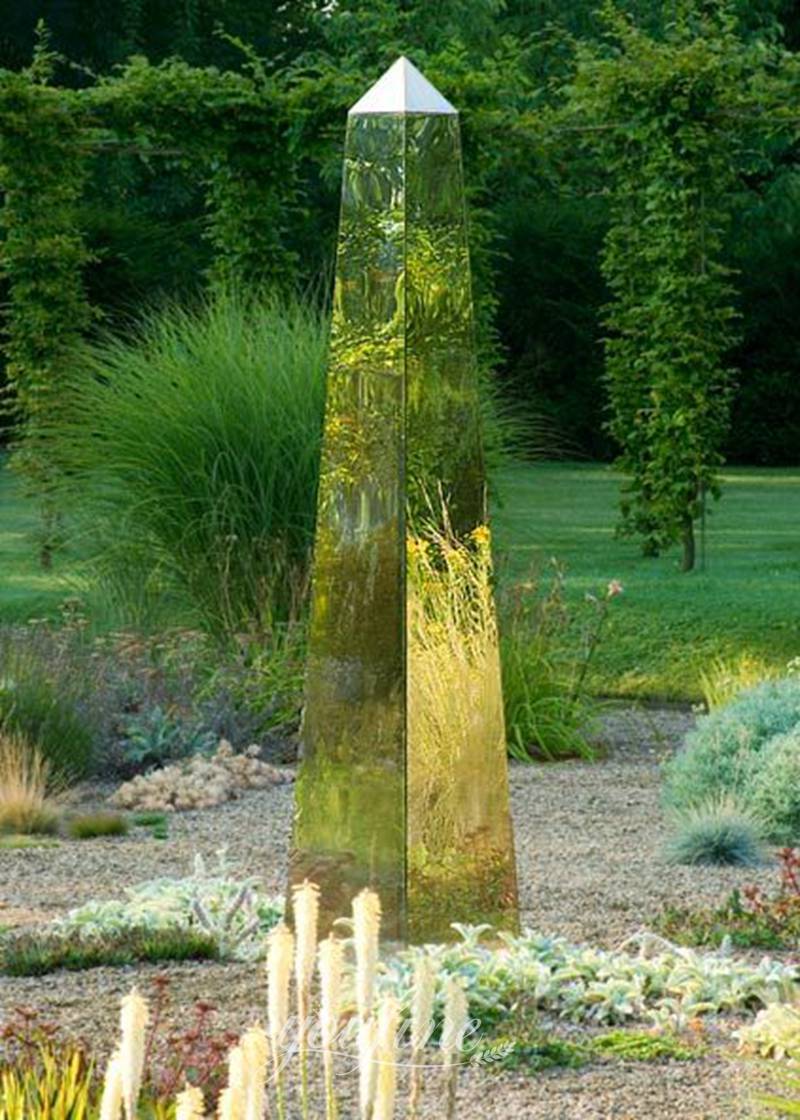Large Mirror Polished Stainless Steel Obelisk Sculpture for Garden CSS-966 - Garden Metal Sculpture - 4
