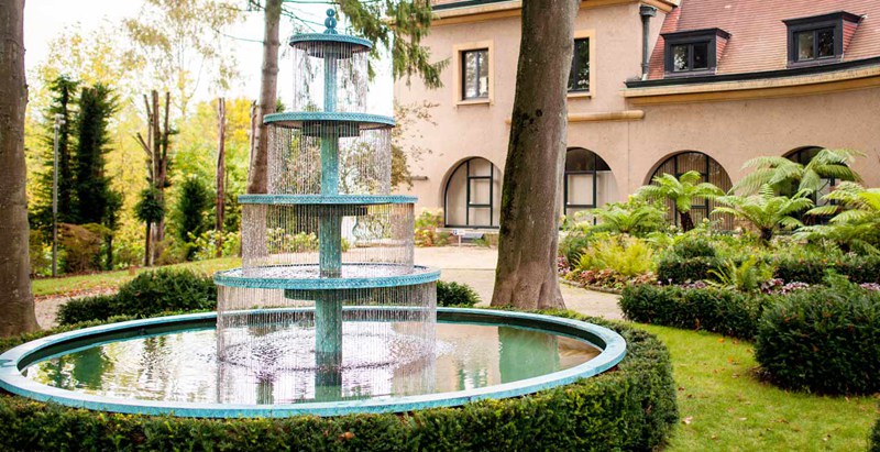 large metal water fountain 