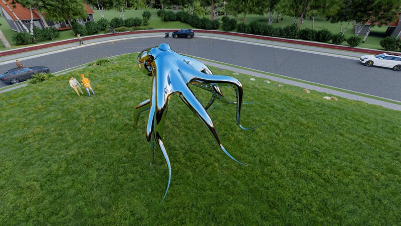 Giant Metal Octopus Sculpture Outdoor Garden Art Project CSS-963 - Center Square - 6