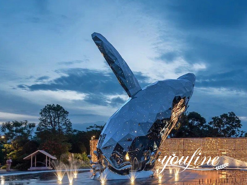 Large Abstract Animal Blue Whale Sculpture Waterside Decor - Landscape Sculpture - 3