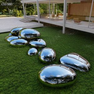 Cobblestone Mirror Stainless Steel Sculptures Transform Your Outdoor Space