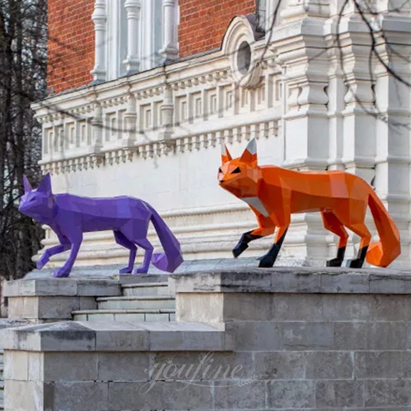 Geometric Metal Fox Sculpture