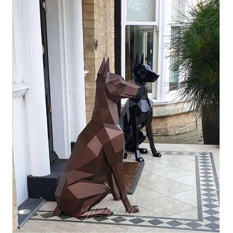 Geometric dog sculpture for the door