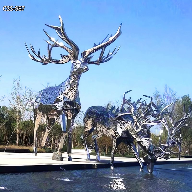 Masterpiece Geometric Stainless Steel Deer Sculpture CSS-987