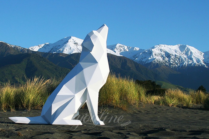 Metal Wolf Geometric Animal Sculpture