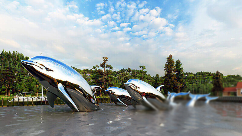 Stunning Metal Dolphin Sculpture Bring the Ocean to Your Place CSS-984 - Garden Metal Sculpture - 14