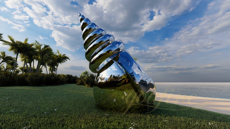 Outdoor Beach Decor - Stainless Steel Conch Sculpture CSS-994 - Garden Metal Sculpture - 1