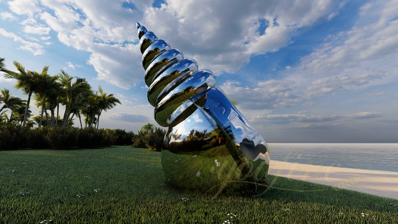 Outdoor Beach Decor - Stainless Steel Conch Sculpture CSS-994