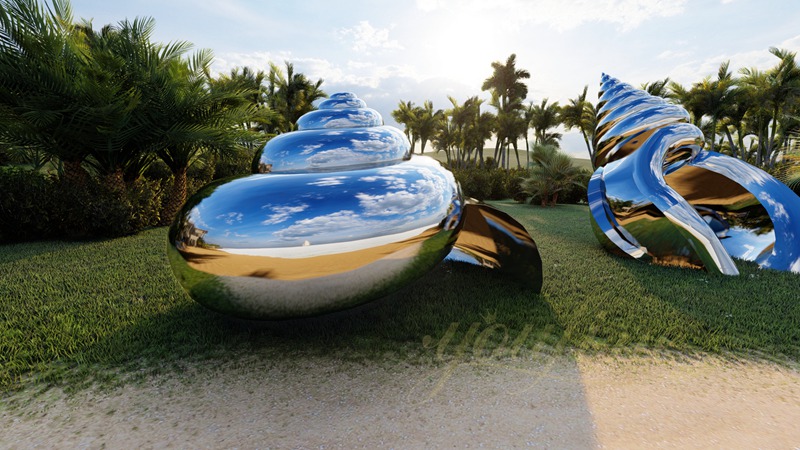 Outdoor Beach Decor - Stainless Steel Conch Sculpture CSS-994 - Garden Metal Sculpture - 4