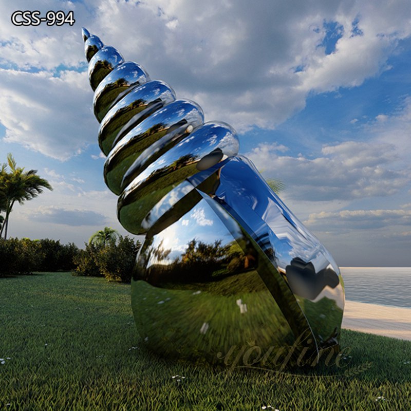 Outdoor Beach Decor - Stainless Steel Conch Sculpture CSS-994