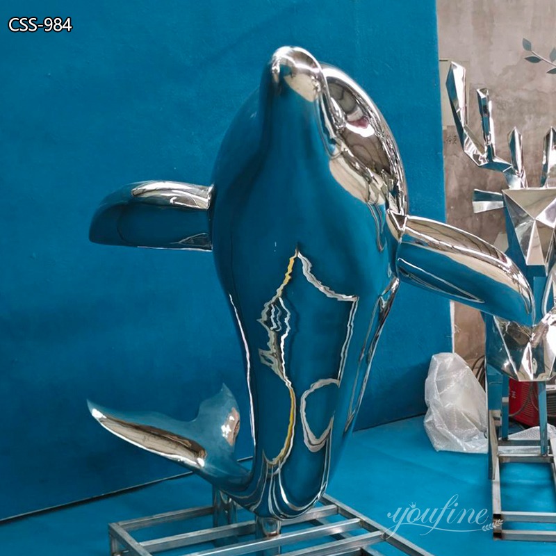 Stunning Metal Dolphin Sculpture Bring the Ocean to Your Place CSS-984 - Garden Metal Sculpture - 3