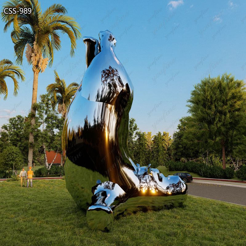 Stunning Stainless Steel Large Hippo Statue for Garden CSS-989 - Center Square - 6