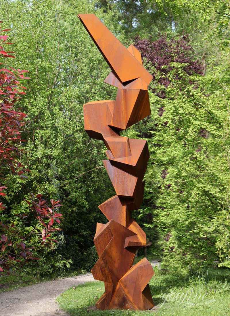 abstract corten steel sculpture for garden (
