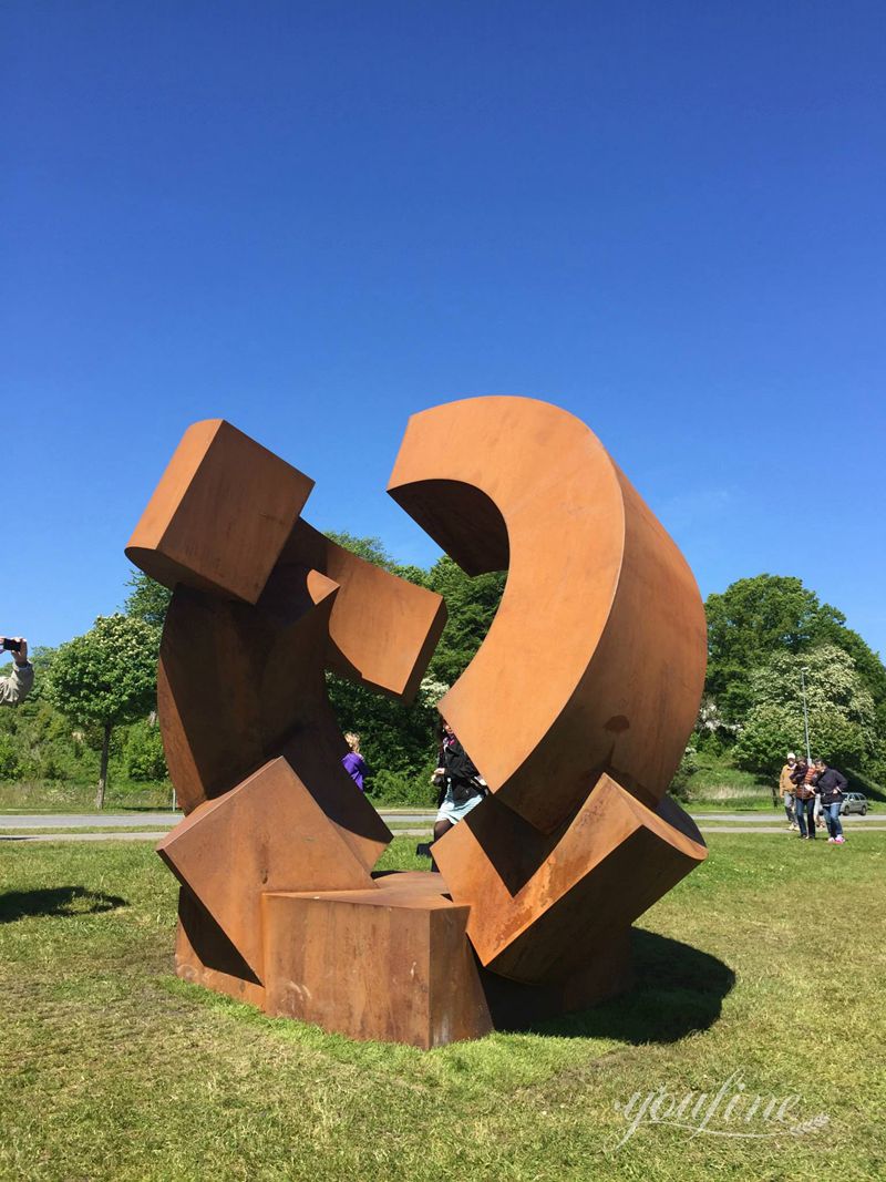 abstract corten steel sculpture for garden