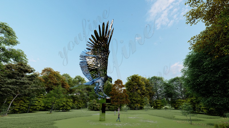 Majestic Metal Eagle Sculptures for Outdoor Spaces - Center Square - 4