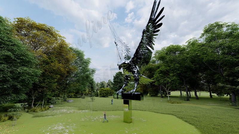 Majestic Metal Eagle Sculptures for Outdoor Spaces - Center Square - 1