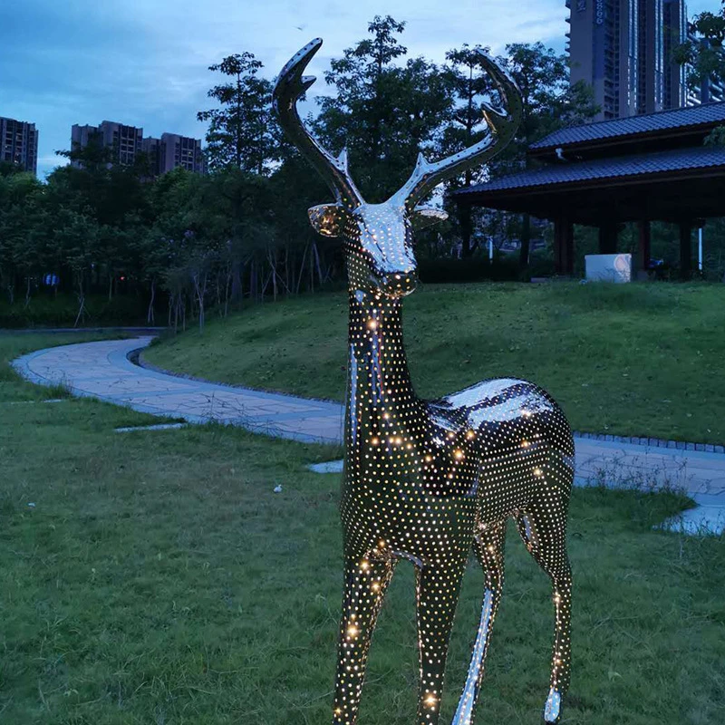 lighting Stainless Steel Deer Sculpture